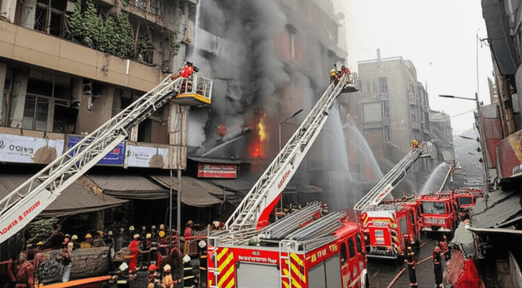 Major Fire Engulfs Commercial Building in Delhi's Sadar Bazaar: A Look at the Ongoing Challenges